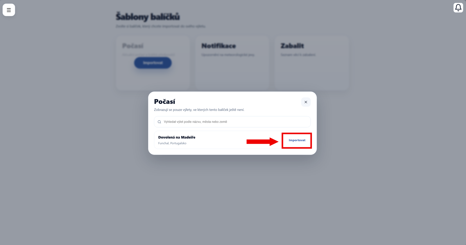 Import balíčku