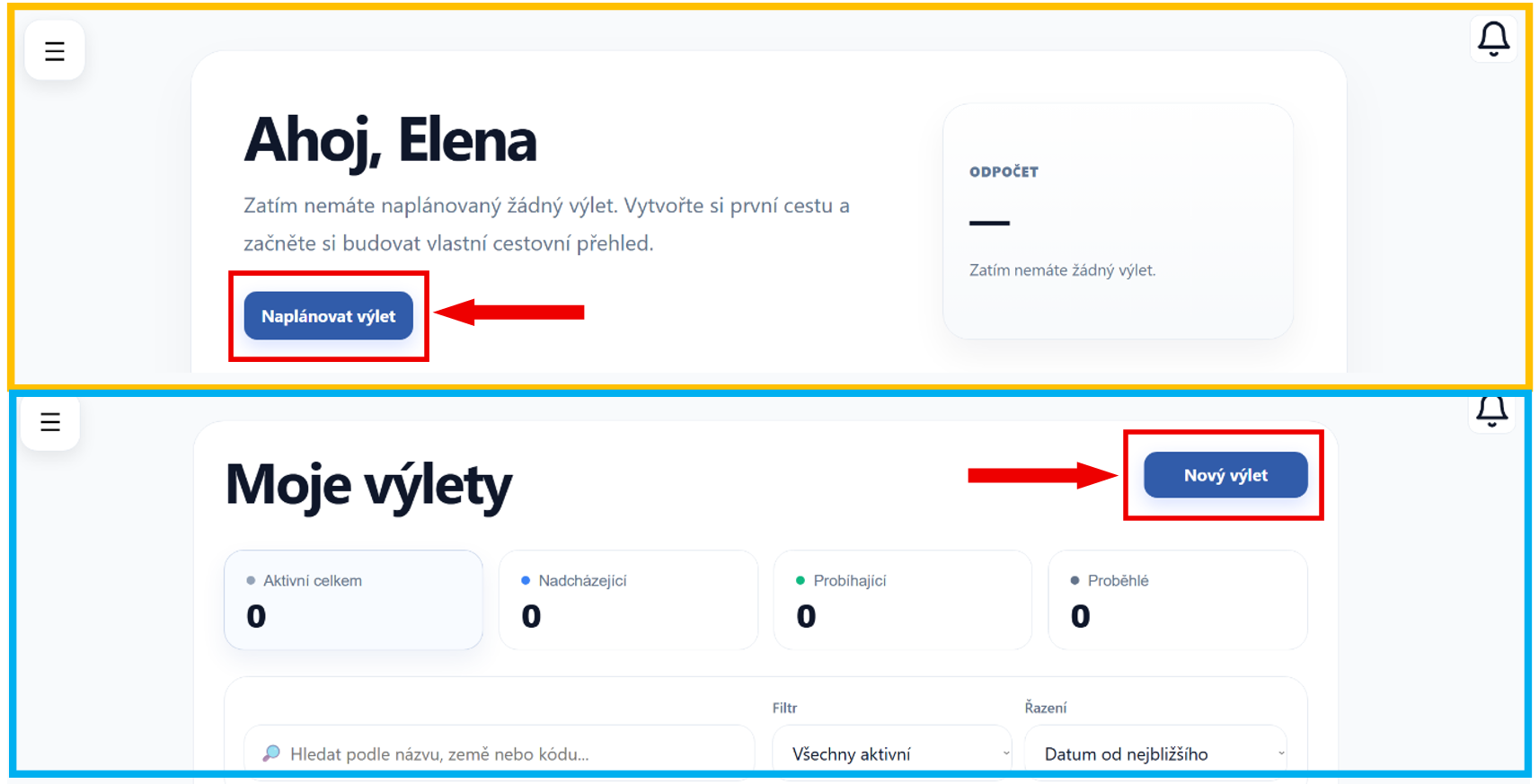 Kde najít formulář pro vytvoření výletu