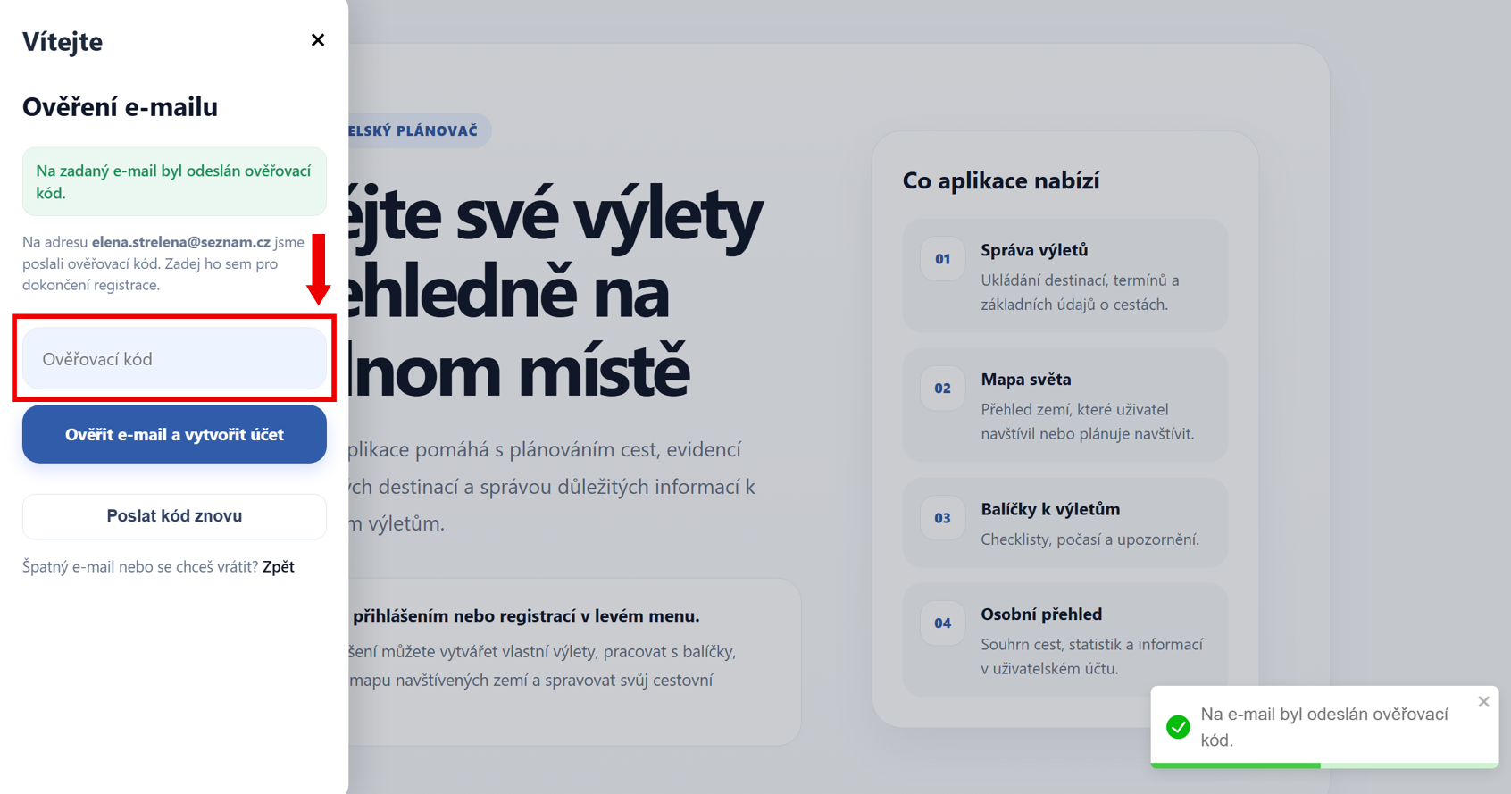 Ověření e-mailu