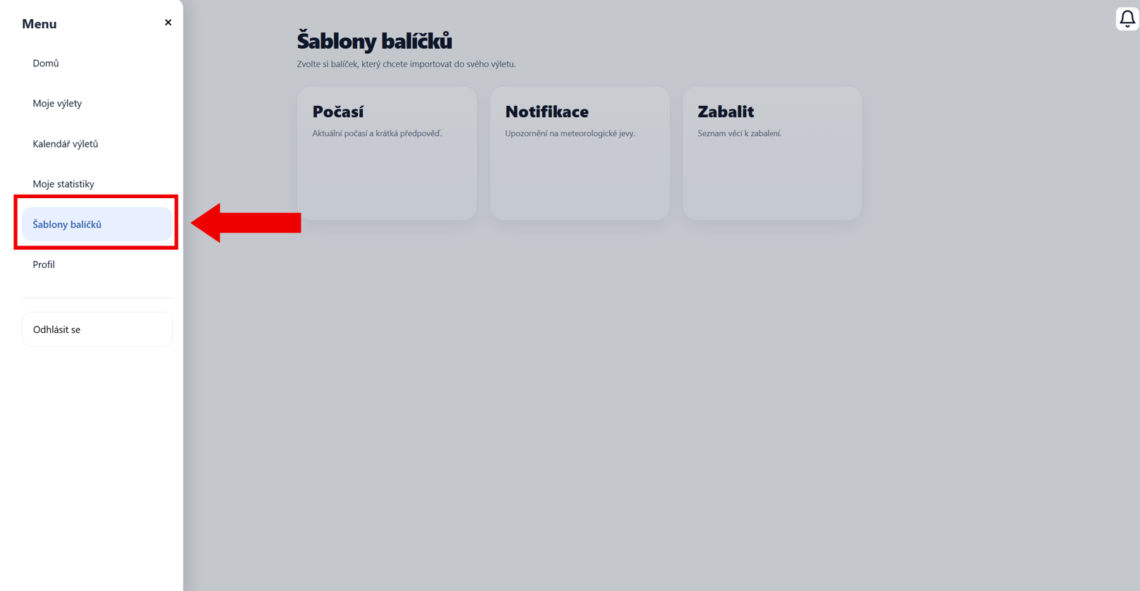 Šablony balíčků