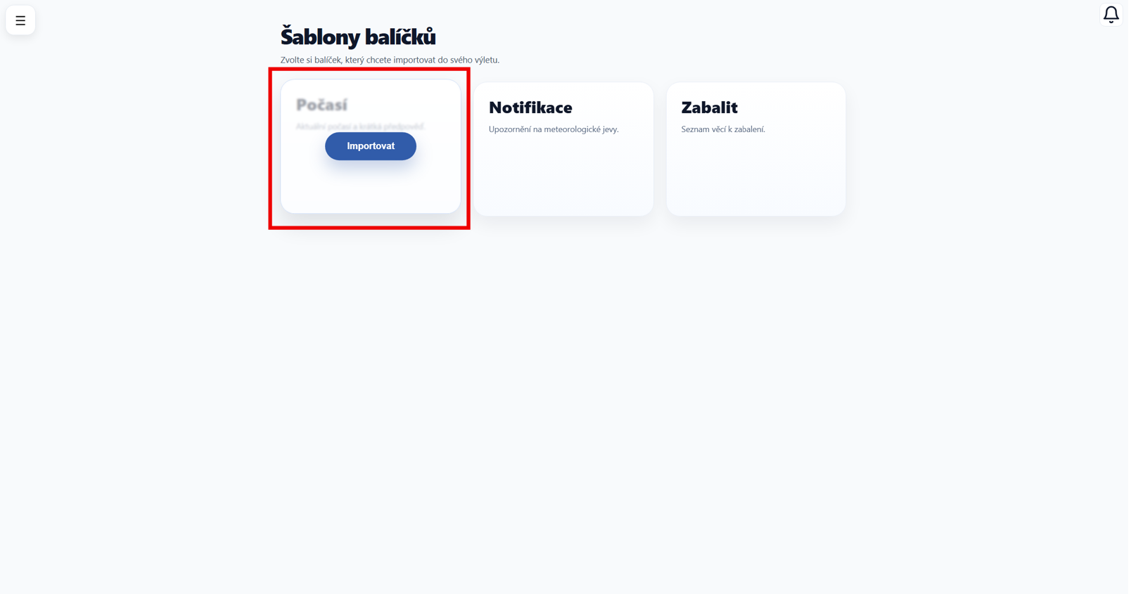 Import balíčku