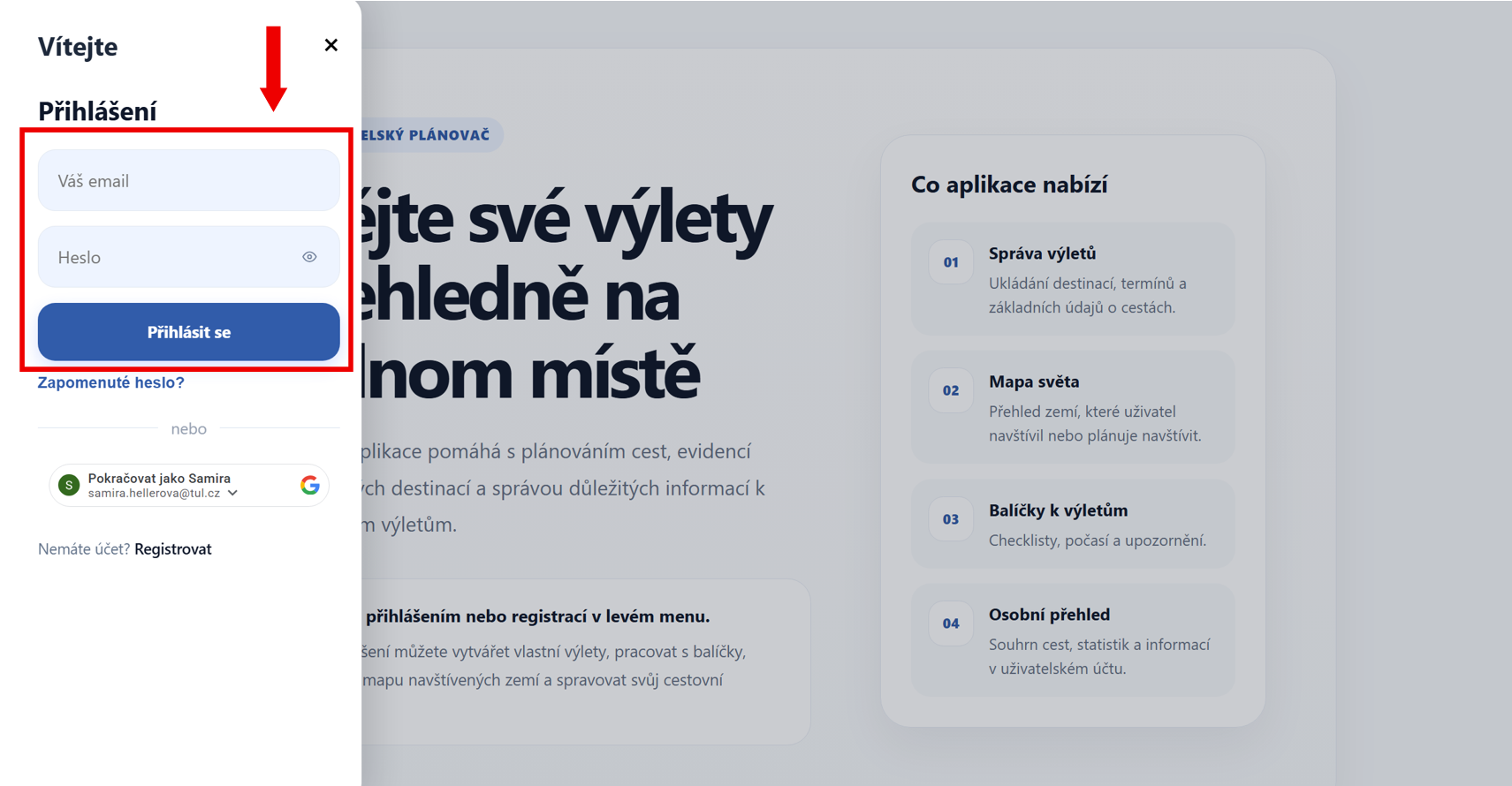 Přihlašovací formulář